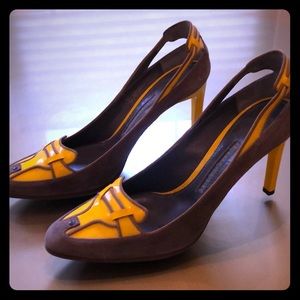 NEW Proenza Schouler Yellow and Grey Pumps 39.5